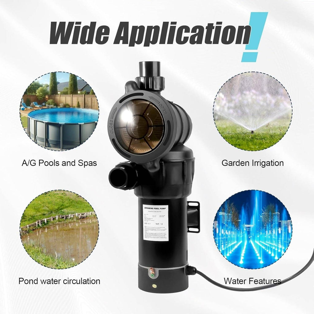 PureBy J11504HD Pool Motor Pump, 2HP Variable 2 Speed 115v 5160GPH Above Groun