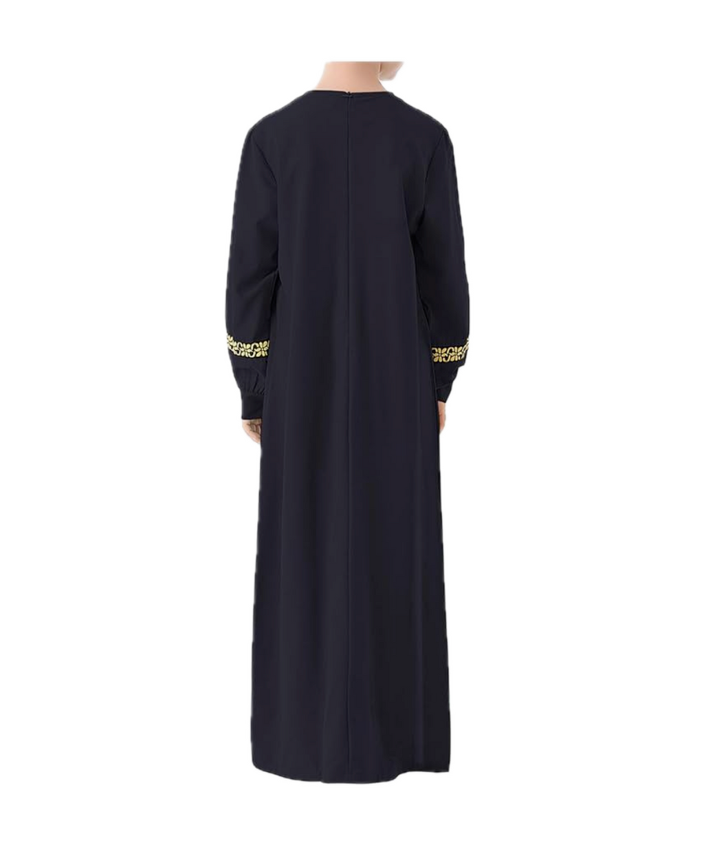 Abetteric Kids Girls Long Sleeve Abaya Dress Muslim Islamic Kaftan Printed Maxi