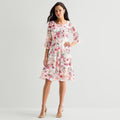 MSRP $89 Rabbit Rabbit Rabbit Design Womens 8, 18 Blush Floral Dress Round Neck