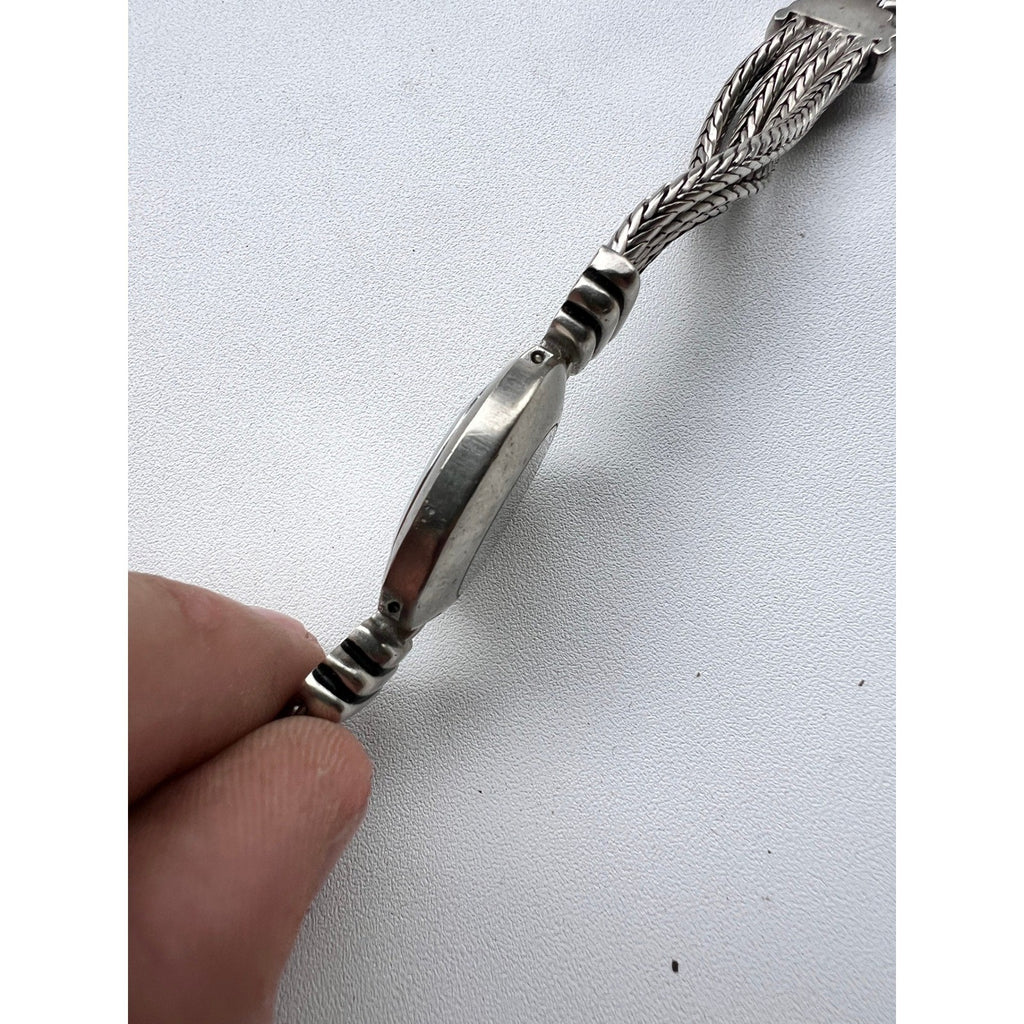 Vintage Quartz Watch 11230-00 Japan Movt Silver Tone Braided Band Needs Battery