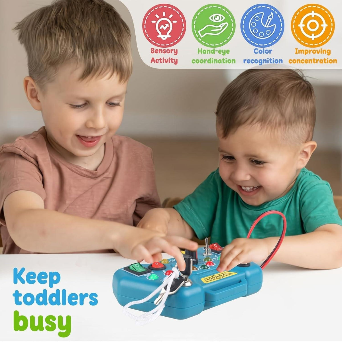 Montessori Sensory Toys with LED Light Switch Control Board Blue Educational