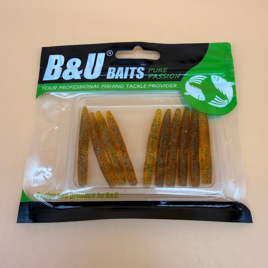 Pack of 10 B&U Multi Light Brown Floating Senko Worms Bass Fishing Lure Ned Wack