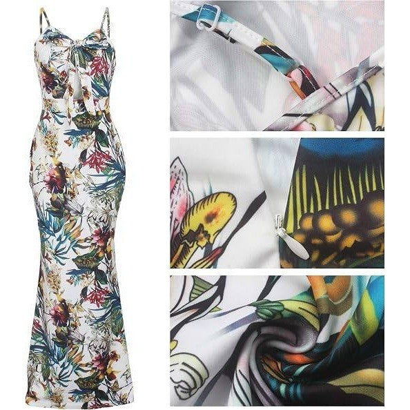 MSRP $39 SheKiss Women's XL White Summer Floral Long Maxi Dress Spaghetti Strap