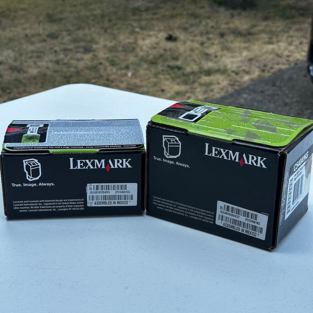 Set of 2 Lexmark C540A1CG Cyan & C540A1KG Black Toner Cartridges C540 C543 C544