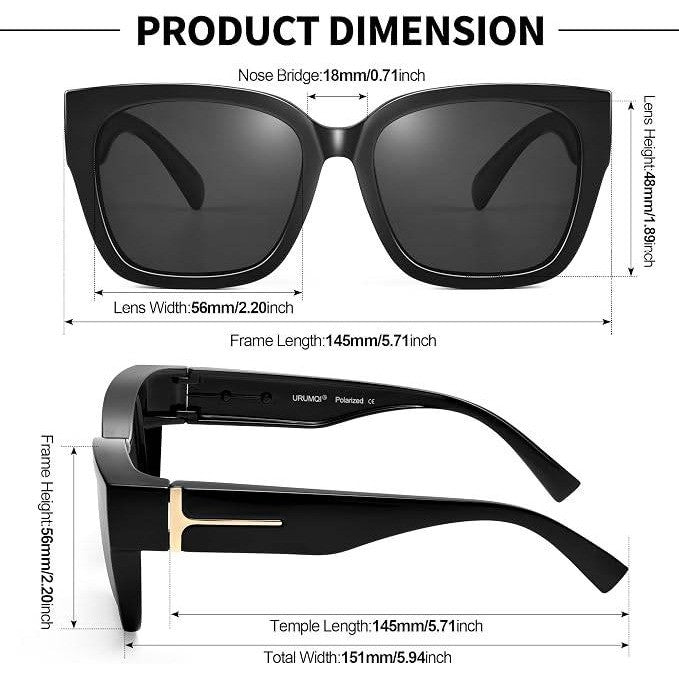 MSRP $32 URUMQI Womens Polarized Sunglasses Fit Over Glasses UV400 Protection