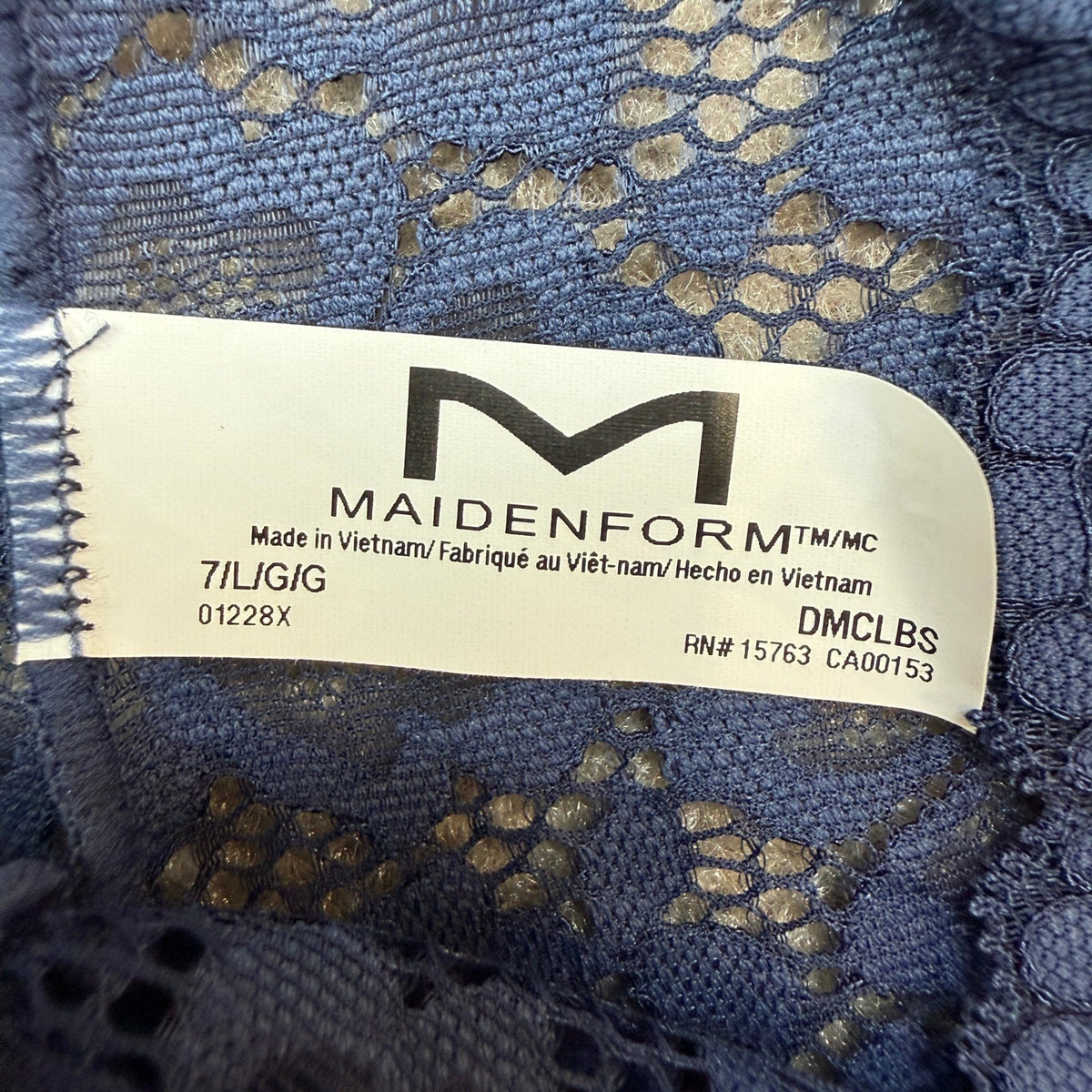 Maidenform Women's L Navy Underwear Boy Shorts With Cheeky Fit Lace Boyshor