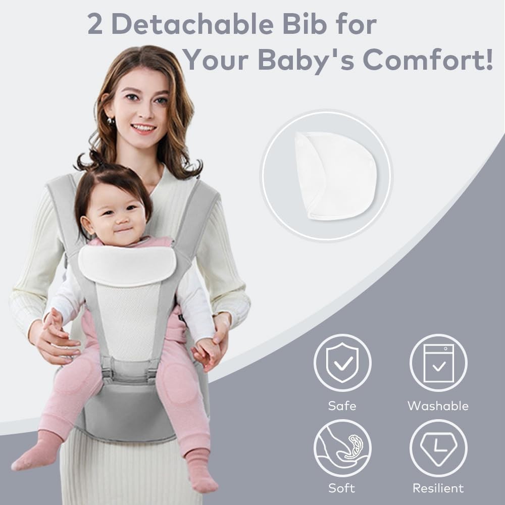 6-in-1 Baby Carrier with Hip Seat Waist Stool Ergonomic Breathable Newborn to To
