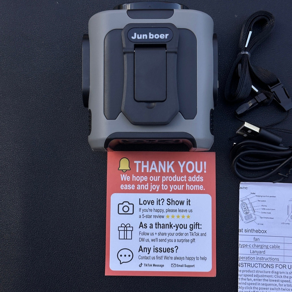 Jun Boer YBN-609 Grey Portable Waist Fan Belt Wearable 10000mAh Rechargeable Po