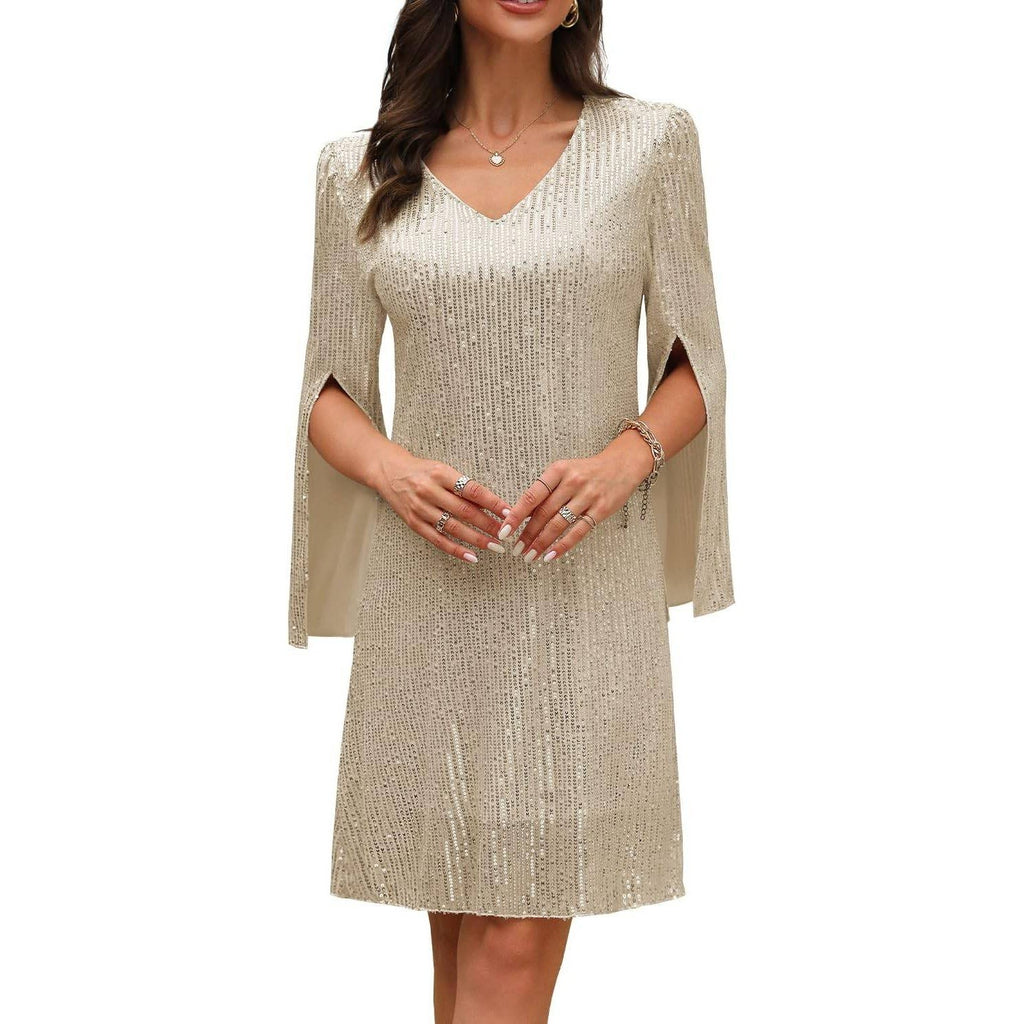 MSRP $90 COOAN Women's XL Wedding Guest Cocktail Formal Dress Lace Sequin Pro