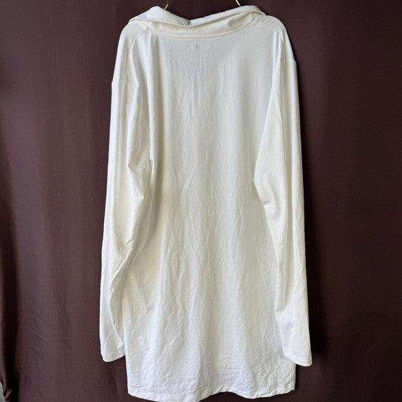 Lands' End Women's 2X Long Sleeve Quarter Zip Swim Cover-up White
