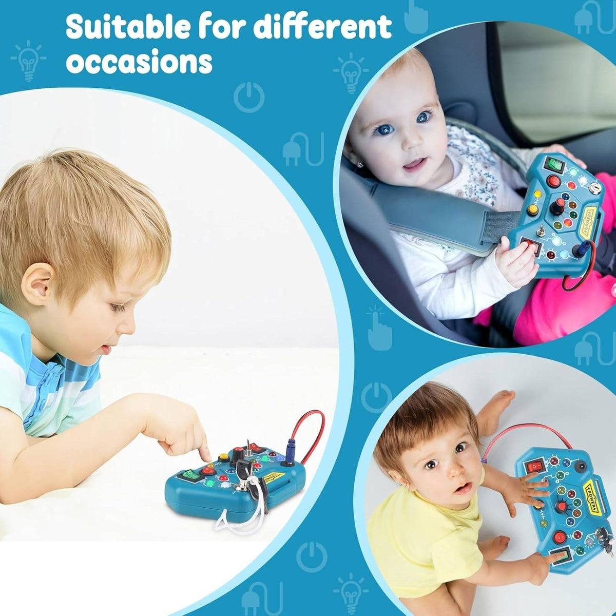 Montessori Sensory Toys with LED Light Switch Control Board Blue Educational