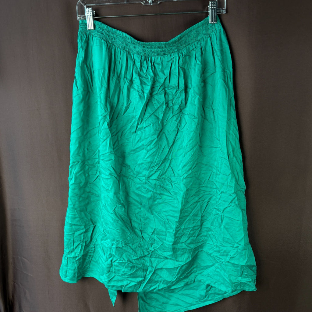 Lands' End Women's Sheer Twist Front Knee Length Swim Cover-up Skirt Island