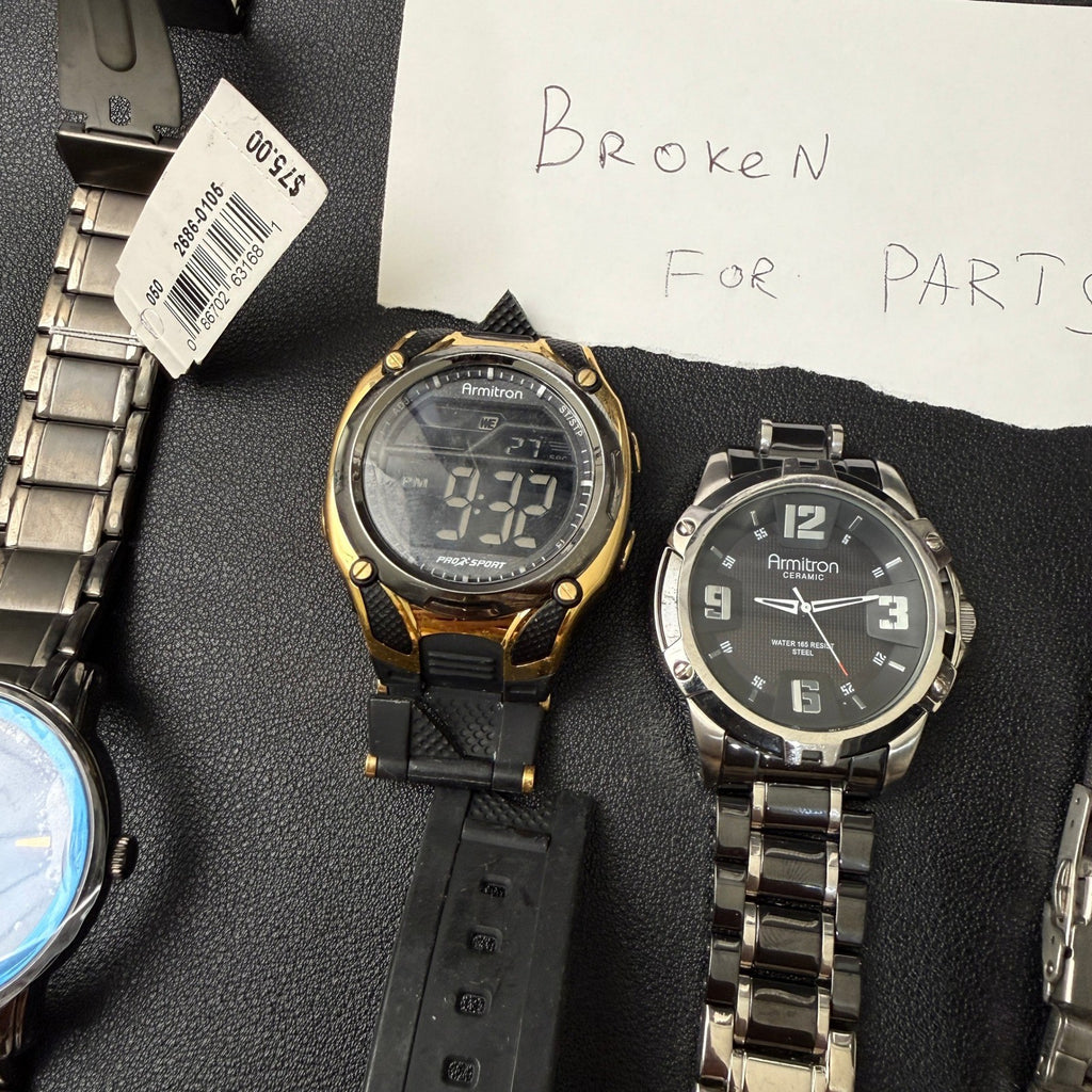 Set of 6 Armitron Men's Watches Analog & Digital Mix BROKEN FOR PARTS