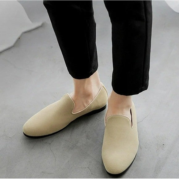 Santimon Mens US 11 Beige Suede Casual Plain Loafers for Formal Occasions Weddin