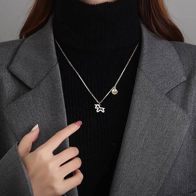 Necklaces for Women Temperament Clavicle Chain Choker w/ Unicorn Pendant Plate