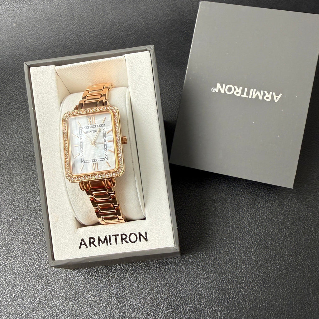 Armitron 75/5841RG Women's Crystal Accented Rose Gold Bracelet Watch New Batter
