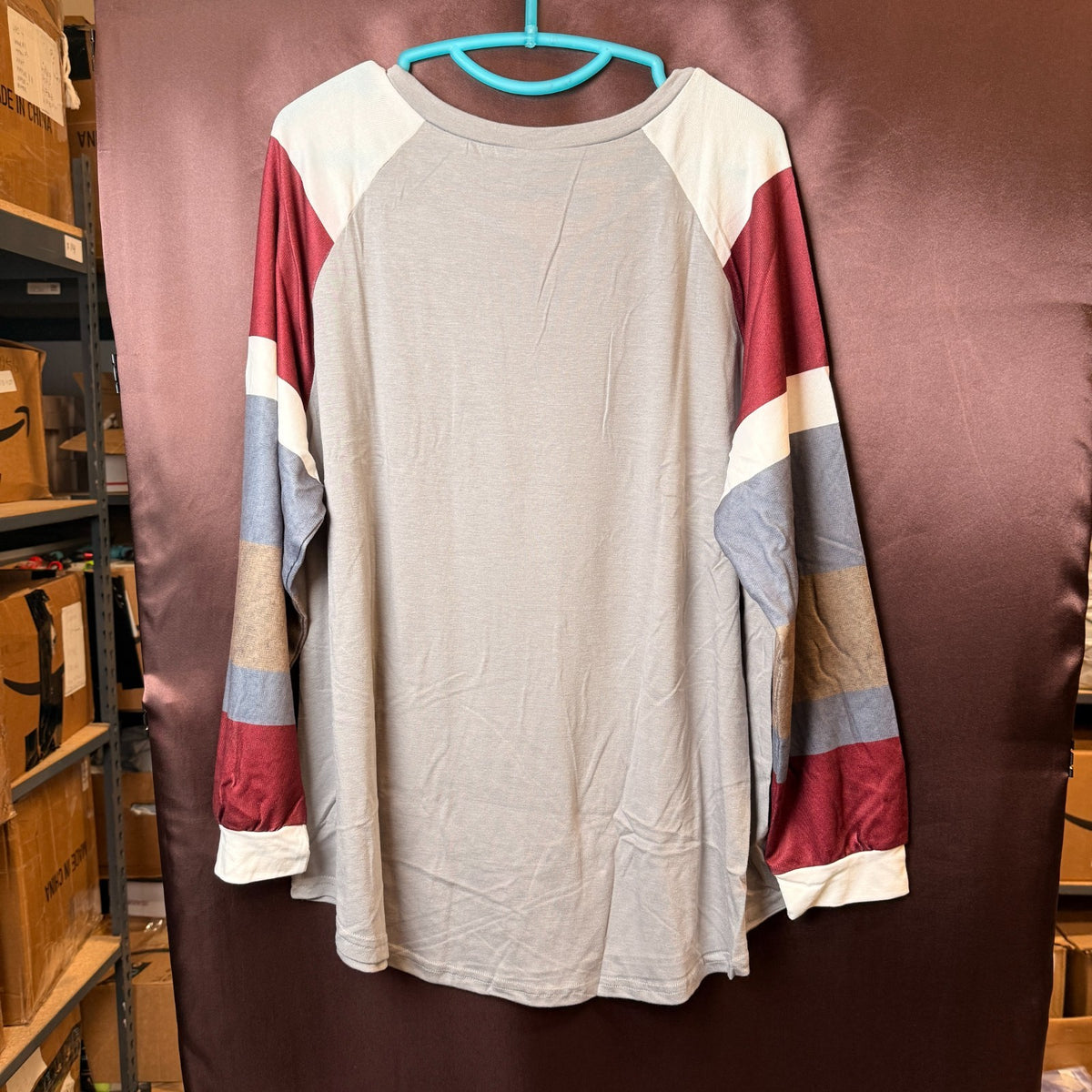 ROSRISS Women's 14W-28W Long Sleeve Tunic Crewneck Colorblock Striped Tee Shirt