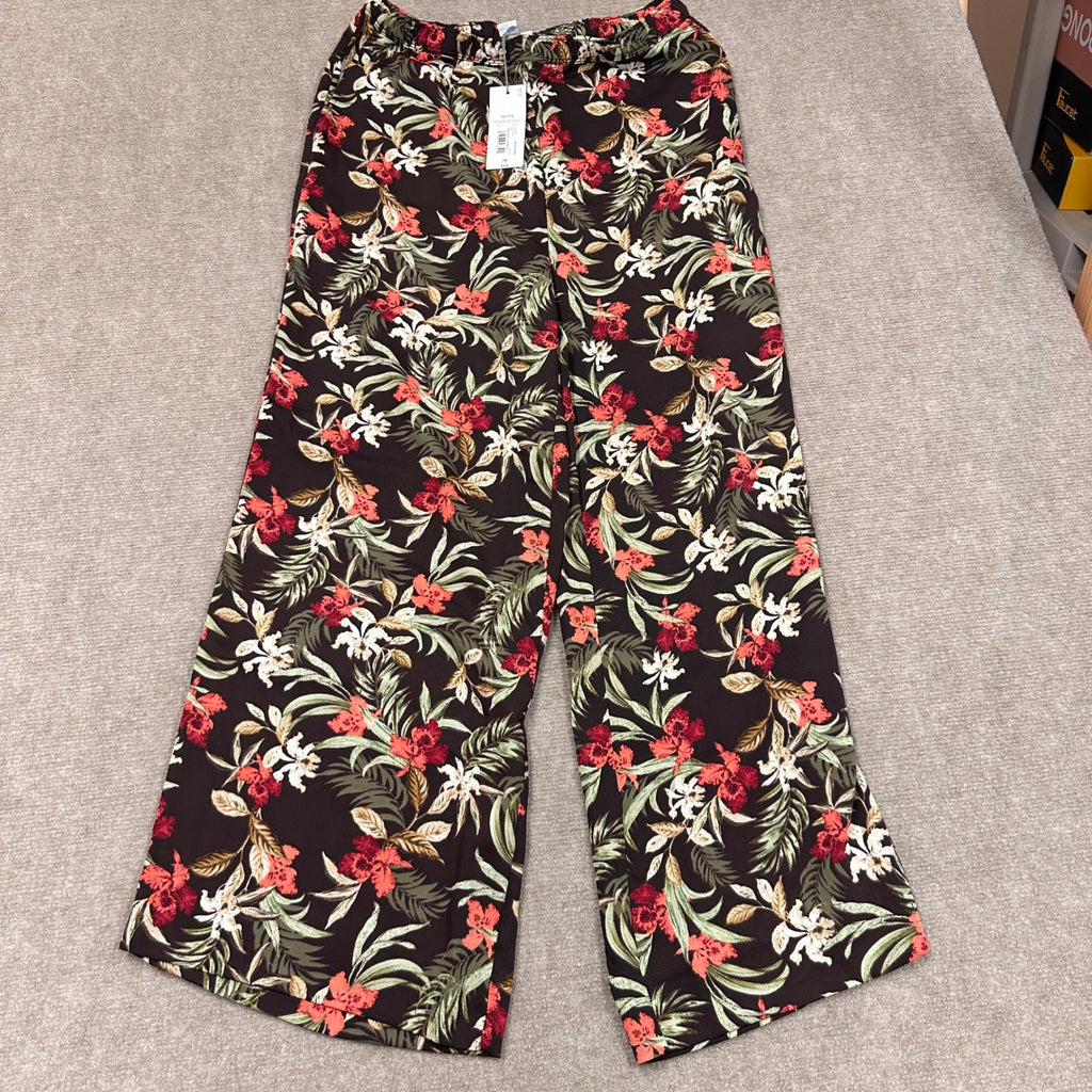 MSRP $54 Liz Claiborne Womens M Petite Chocolate Tropical Pants Straight Mid Ris