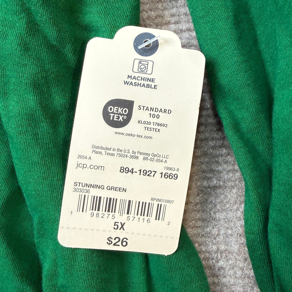 MSRP $26 St. John's Bay Womens 5X Stunning Green Long Sleeve Turtleneck Top