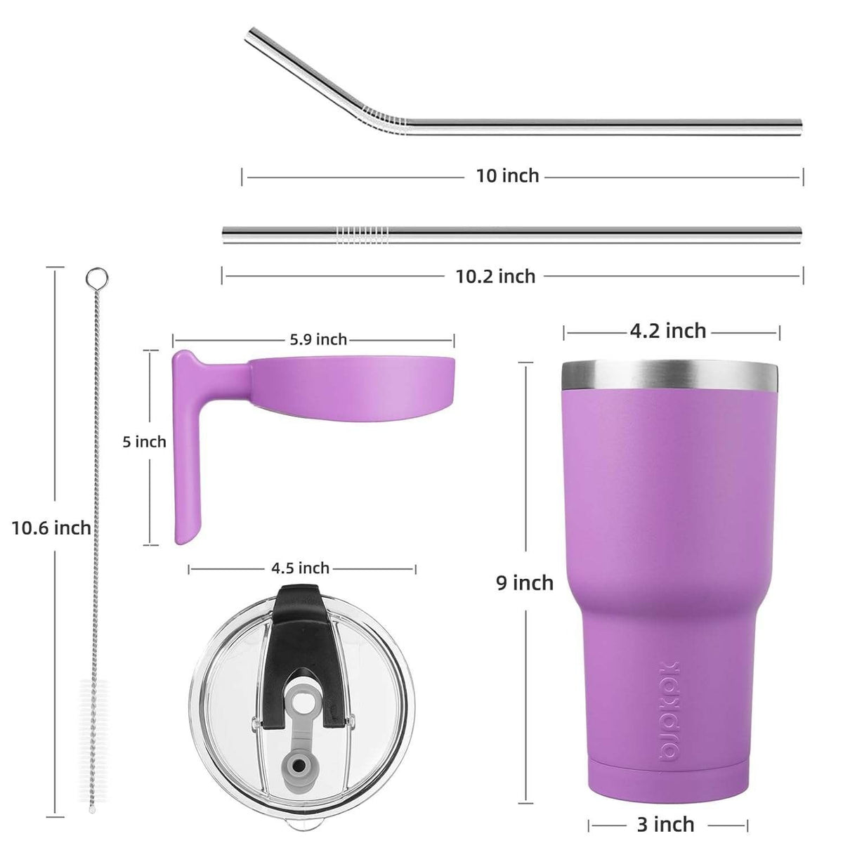 BJPKPK Lavender Tumbler 40 oz Stainless Steel With Handle & Lid Straw Insulated