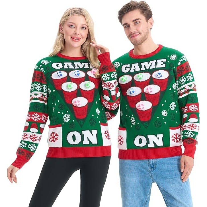 MSRP $39 Giggling Getup Women Men Size L Ugly Christmas Sweater with LED Light