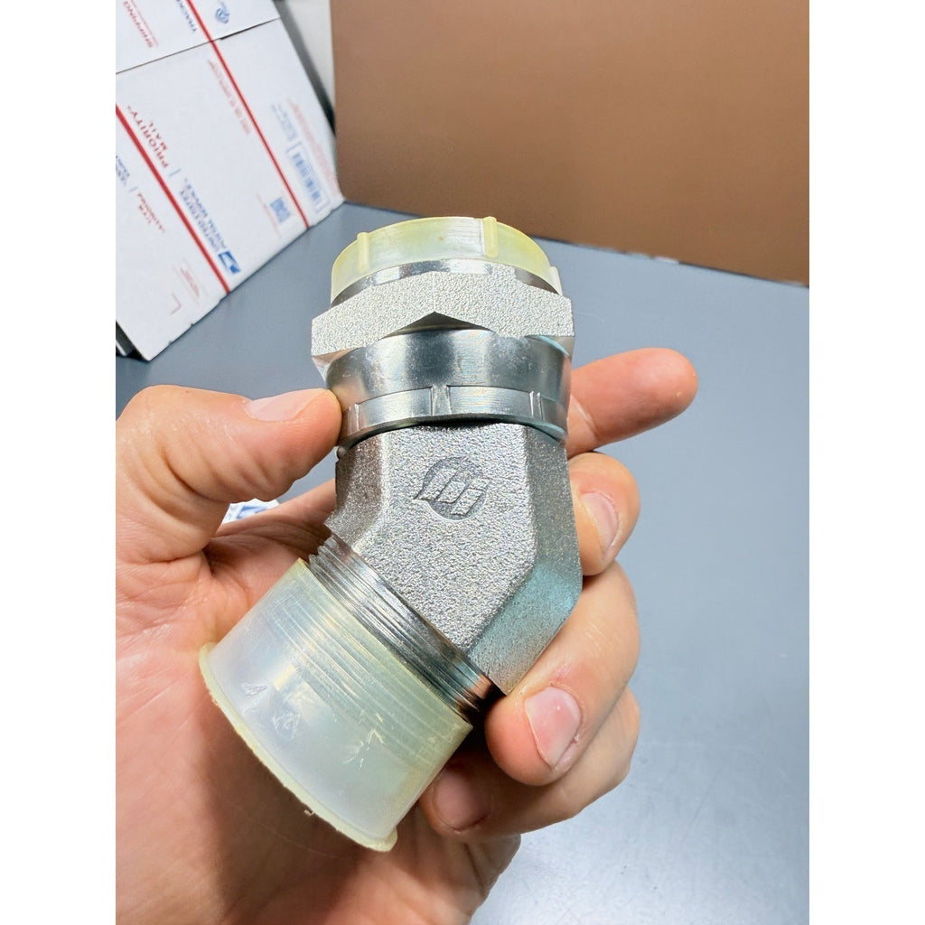 Brennan 6502-20-20 45° Elbow, 1-1/4" Male 37° JIC x 1-1/4" Female 37° JIC Swivel
