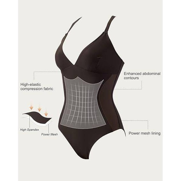 MSRP $47 SUUKSESS Women's XL Brown Slimming Tummy Control One Piece Swimsui