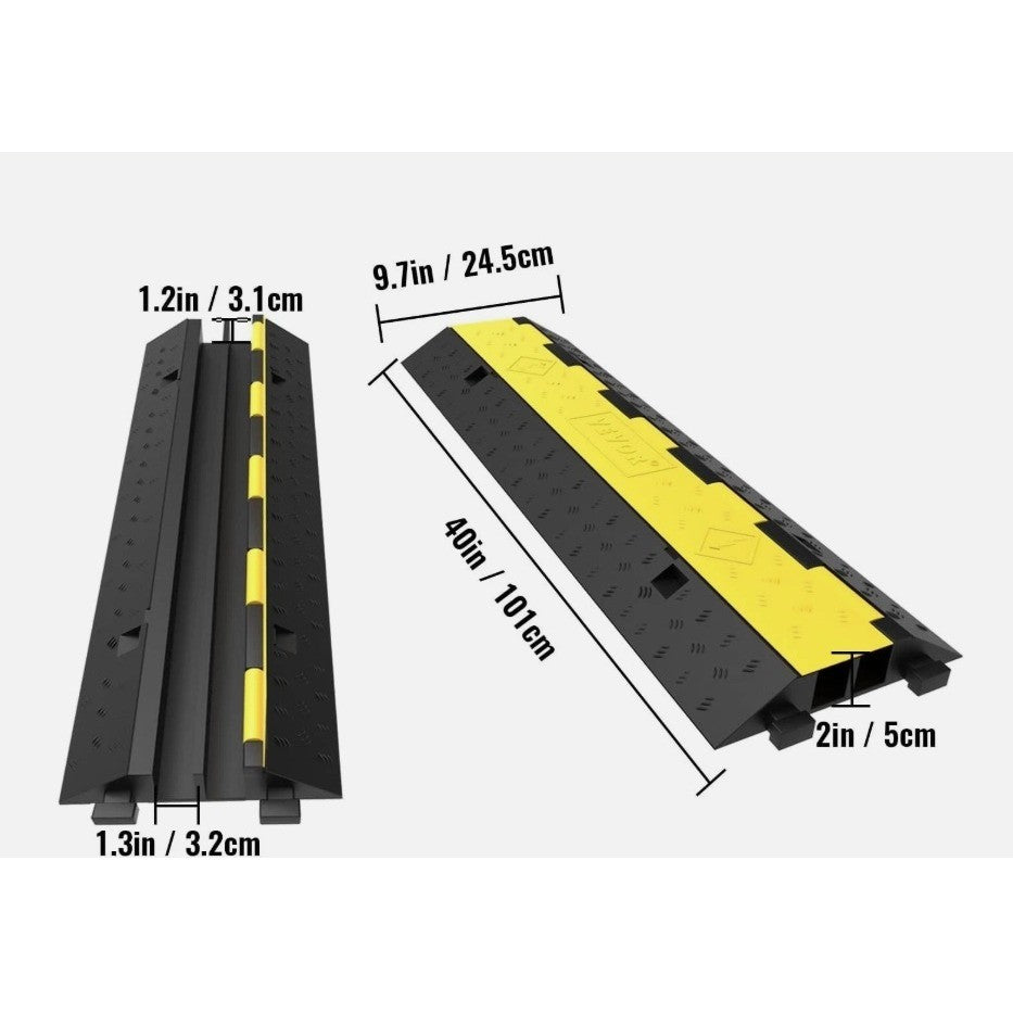 Pack of 4 Vevor Cable Protector Ramp 2 Channel Rubber 11000 Lb Capacity Modula