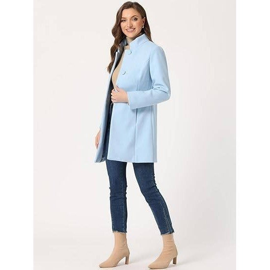 MSRP $92 Allegra K Women's Light Blue M Winter Overcoat Mid-Long Stan