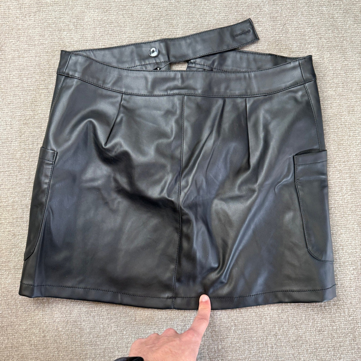 MSRP $29 Fahsyee Women's M Faux Leather Mini Skirt Black High Waisted Stretchy