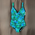Land’s End Women's XS-L, XS-L LONG SlenderSuit Wrap One-Piece Swimsuit Black/Tur