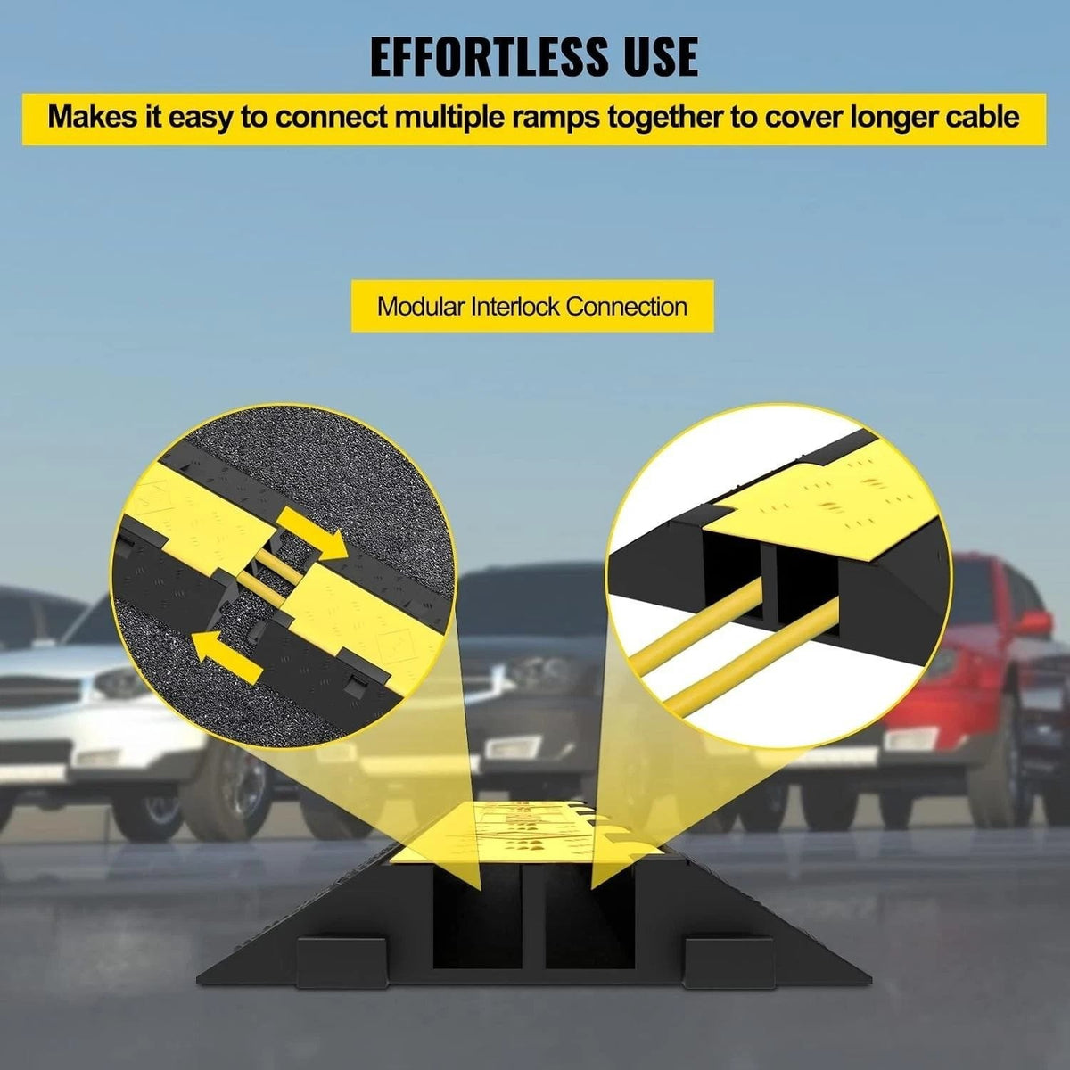 Pack of 4 Vevor Cable Protector Ramp 2 Channel Rubber 11000 Lb Capacity Modula