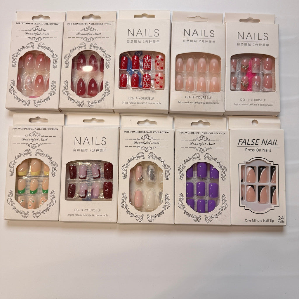 Lot of 10 Pack of 24 New False Press On Nails Assorted Designs and Colors №N5