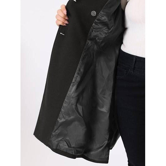 MSRP $130 Agnes Orinda Women's 4X Black Plus Size Winter Coats Notch Lapel Doub