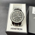 Armitron 20/4935TB Mens Day/Date Black/Silver Tone Bracelet Watch New Battery