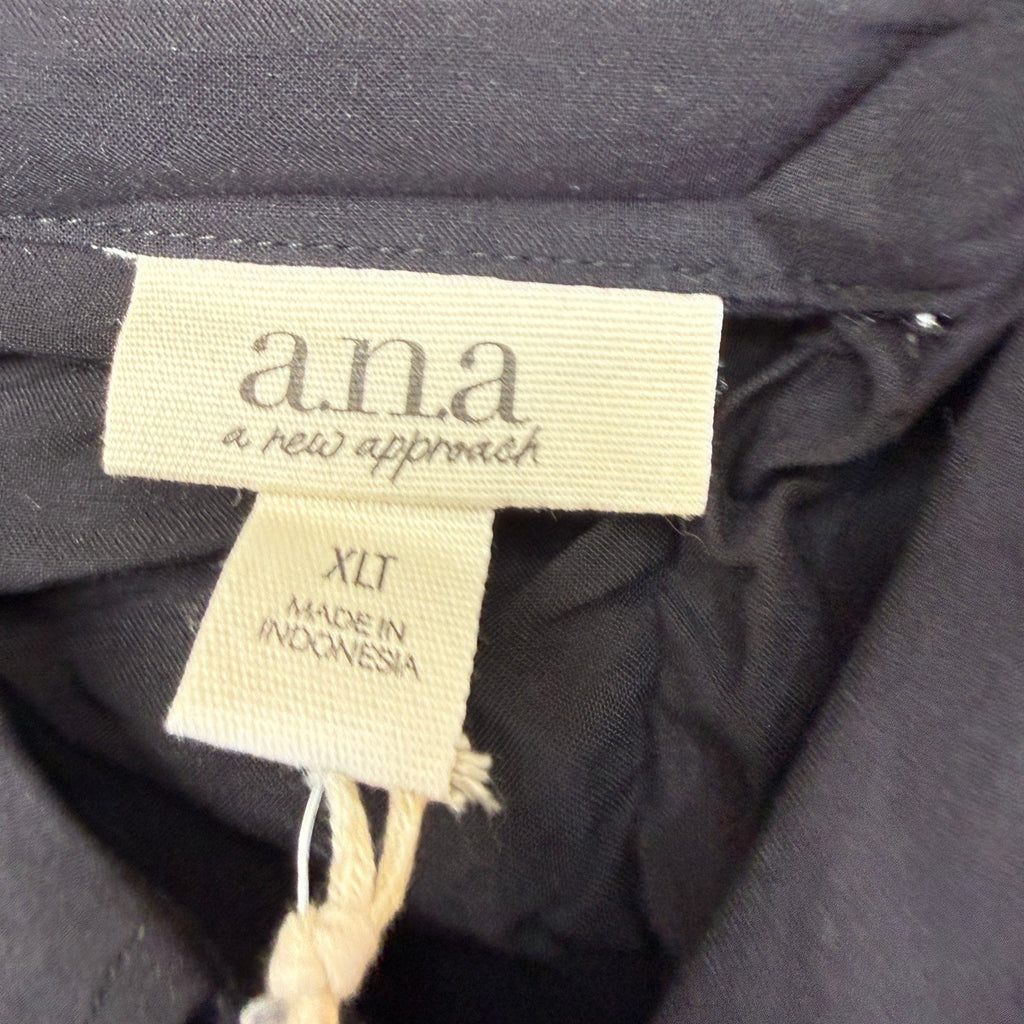 MSRP $48 A.N.A Womens XL Tall Black Long Sleeve Button Up Shirt