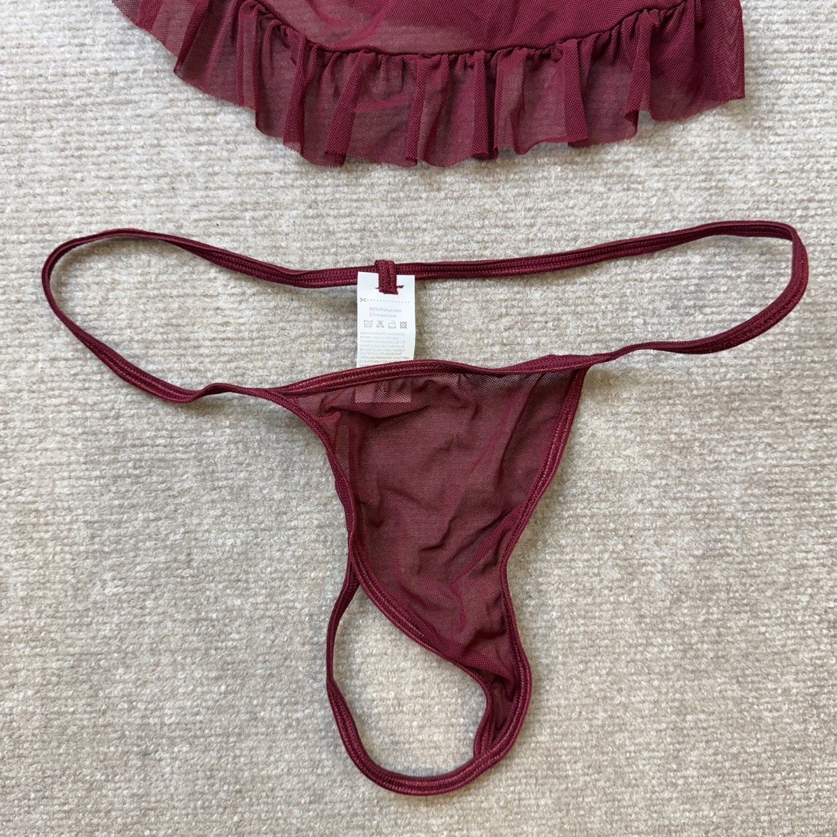 MSRP $22 Foxiny 2 Piece Women's XL Lingerie Set Bodycon Dress with Thong Ruff