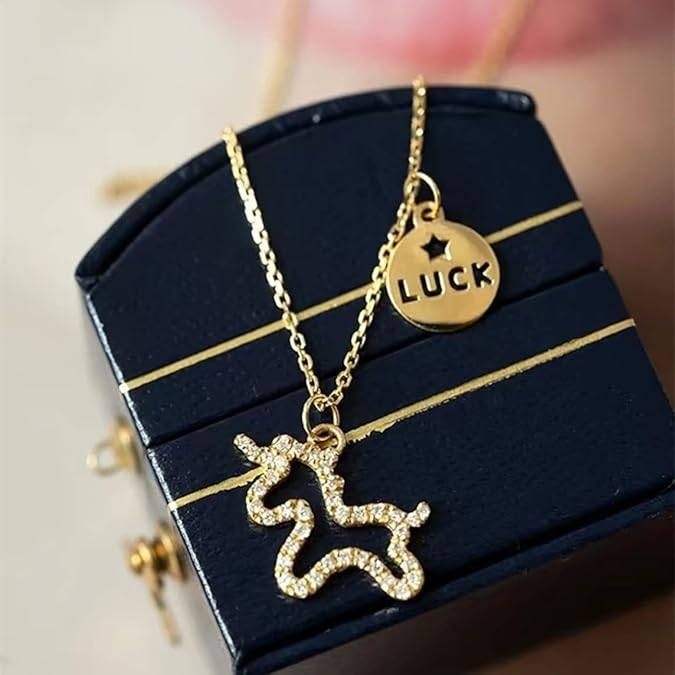 Necklaces for Women Temperament Clavicle Chain Choker w/ Unicorn Pendant Plate
