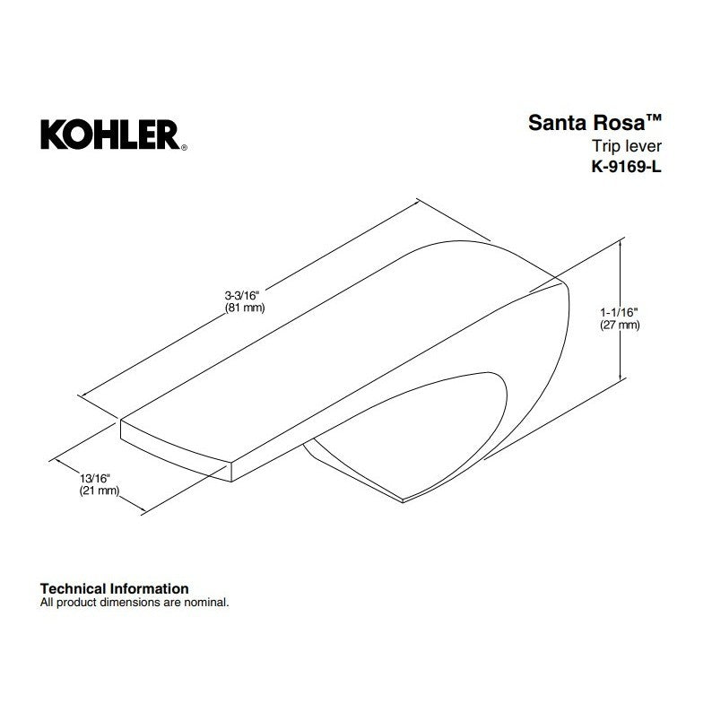 Kohler 9169-L-RGD Santa Rosa Left Hand Trip Lever Vibrant Polished Rose Gold