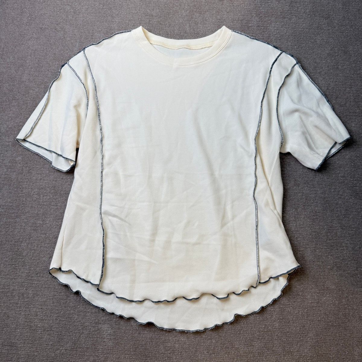 Women's Half Sleeve Oversized T-Shirt Loose Contrast Color Stripe Round Neck T