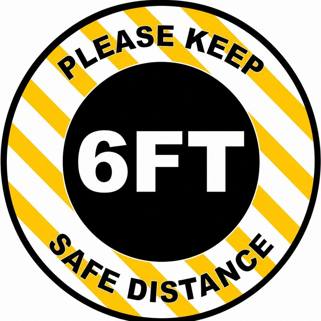 Lot of 5 Keep 6FT Safe Distance Sign 13" Round Rubber Floor Decal RFS1288-13