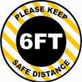 Lot of 5 Keep 6FT Safe Distance Sign 13" Round Rubber Floor Decal RFS1288-13
