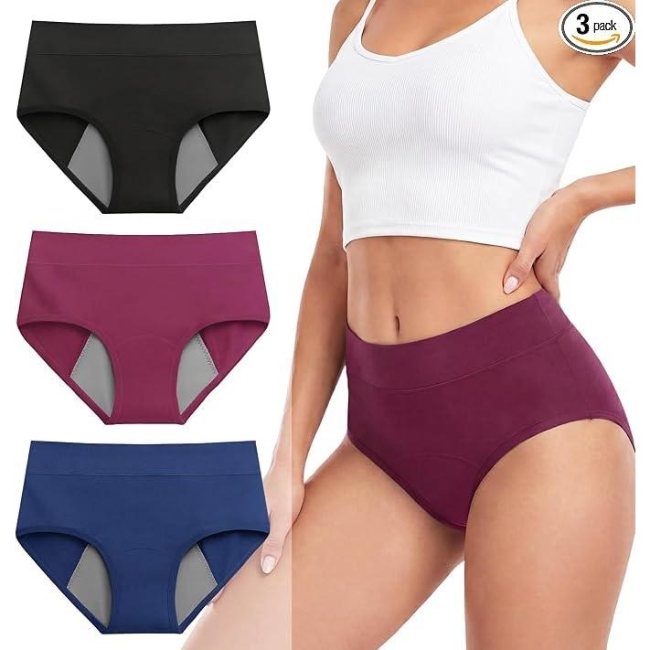 MSRP $31 BAJISA 3 Pack Women's L Incontinence Underwear Cotton Leakproof Period