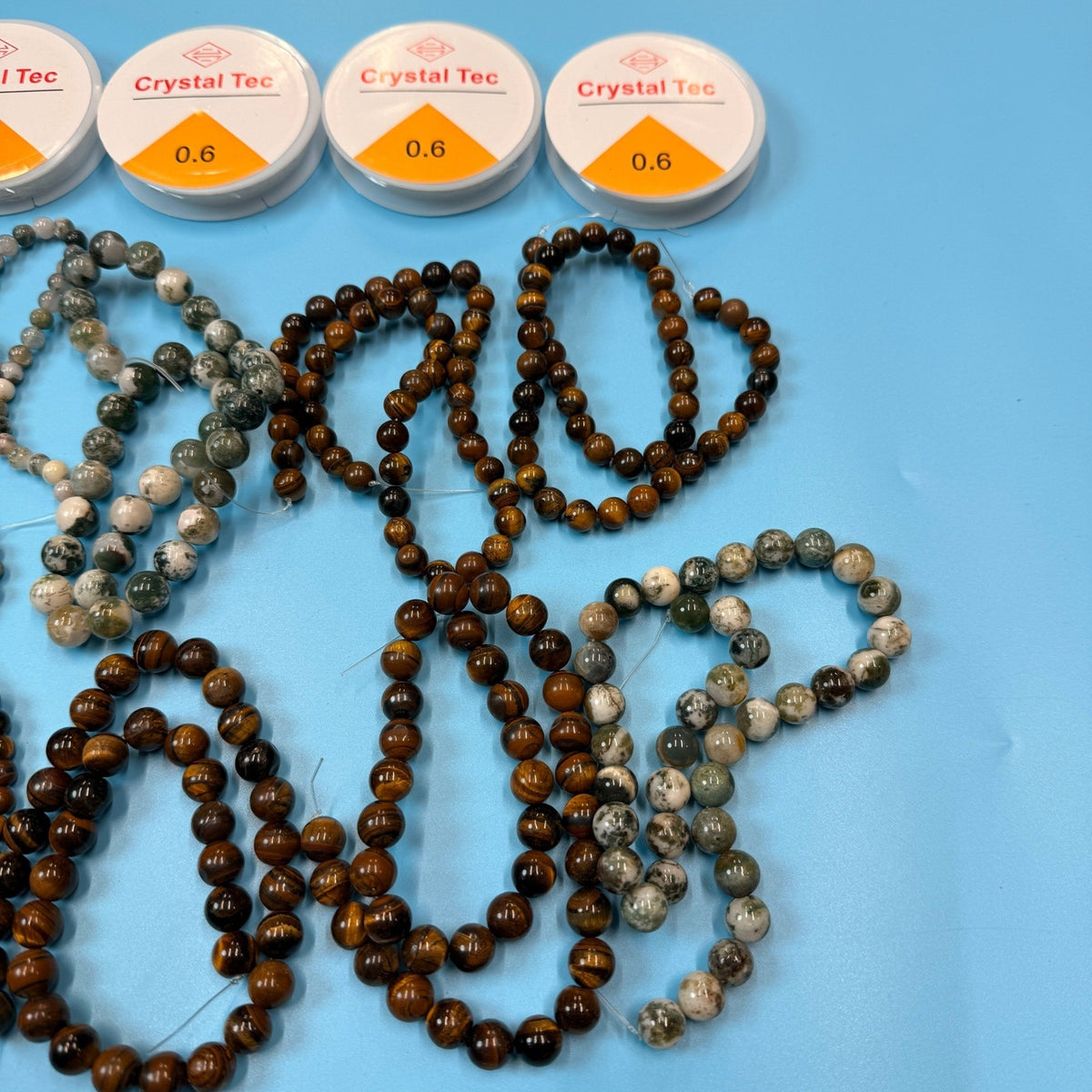 Set of 10 Natural Gemstone Round Beads Strands 15" Sizes 6,8,10 mm №B47