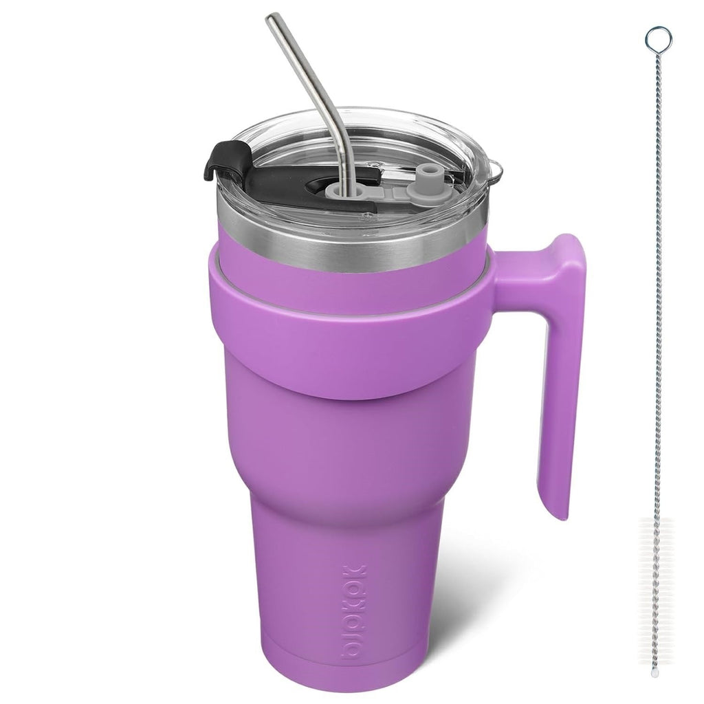 BJPKPK Lavender Tumbler 40 oz Stainless Steel With Handle & Lid Straw Insulated
