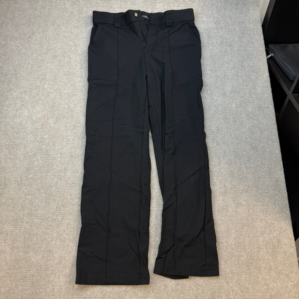 MSRP $59 FUNYYZO Women's L Black Stretchy Work Dress Pants Straight Leg Elastic
