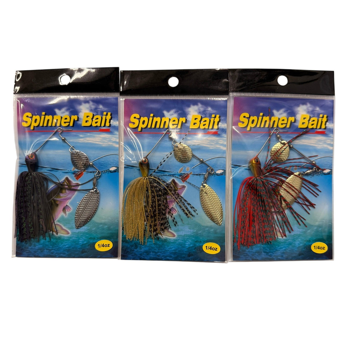 Set of 3 Double Willow Spinnerbait Bass Wire Bait 1/4 oz Fishing Lures