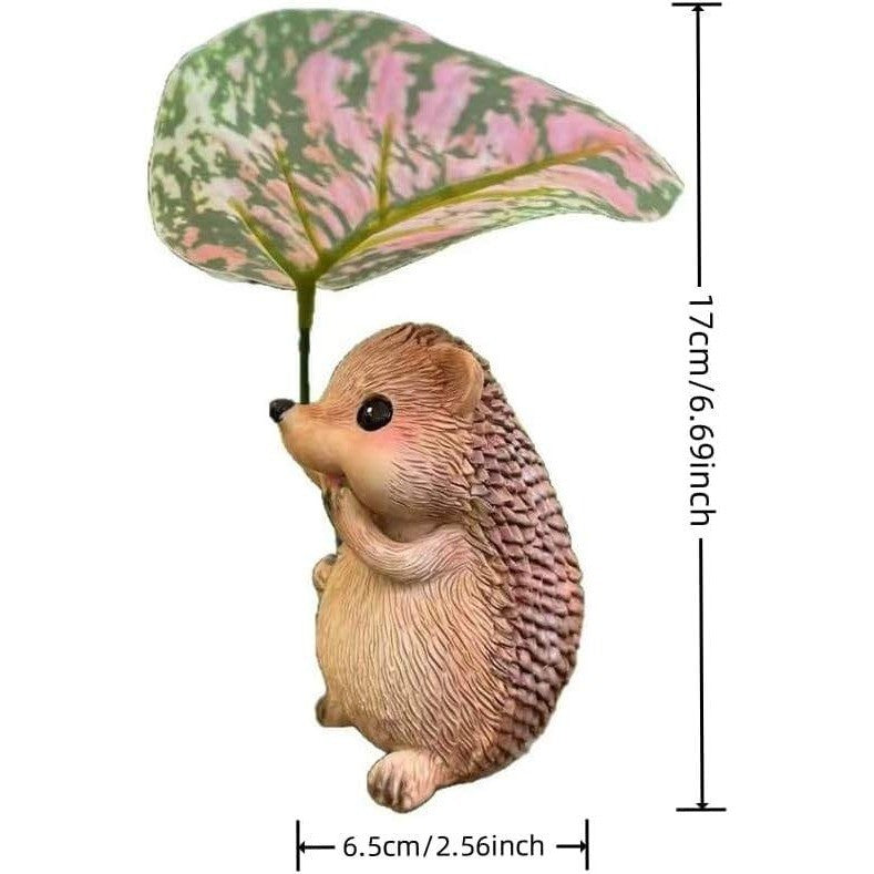 Hedgehog Statue with Umbrella for Outdoor Decor Yard and Garden Decoration