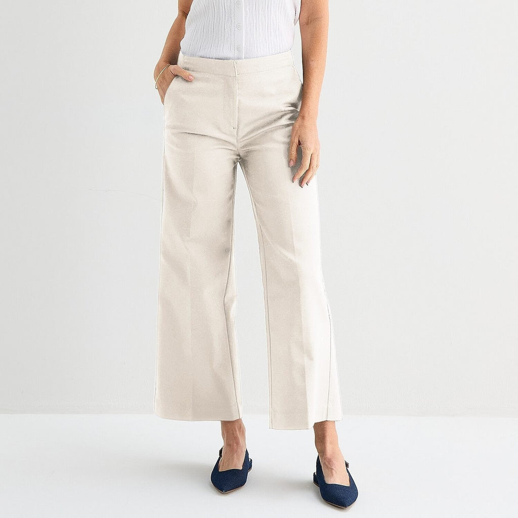 MSRP $54 Liz Claiborne Womens 10 Moonbeam Wide Leg Mid Rise Trouser Pants
