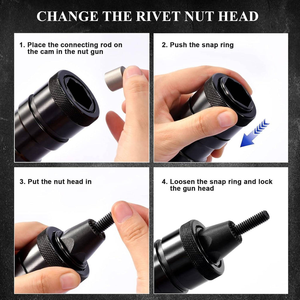KIARUO LM07 Pneumatic Rivet Nut Tool M6 M8 M10 Metric with Self-locking Head To